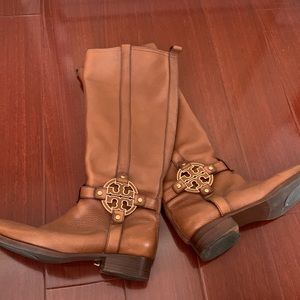 Tory Burch - size 8.5 - cognac knee high boots - 1 inch heel